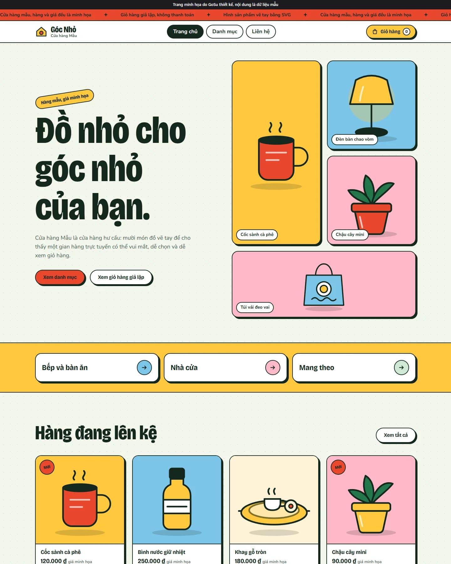 Ảnh chụp trang chủ mẫu Góc Nhỏ