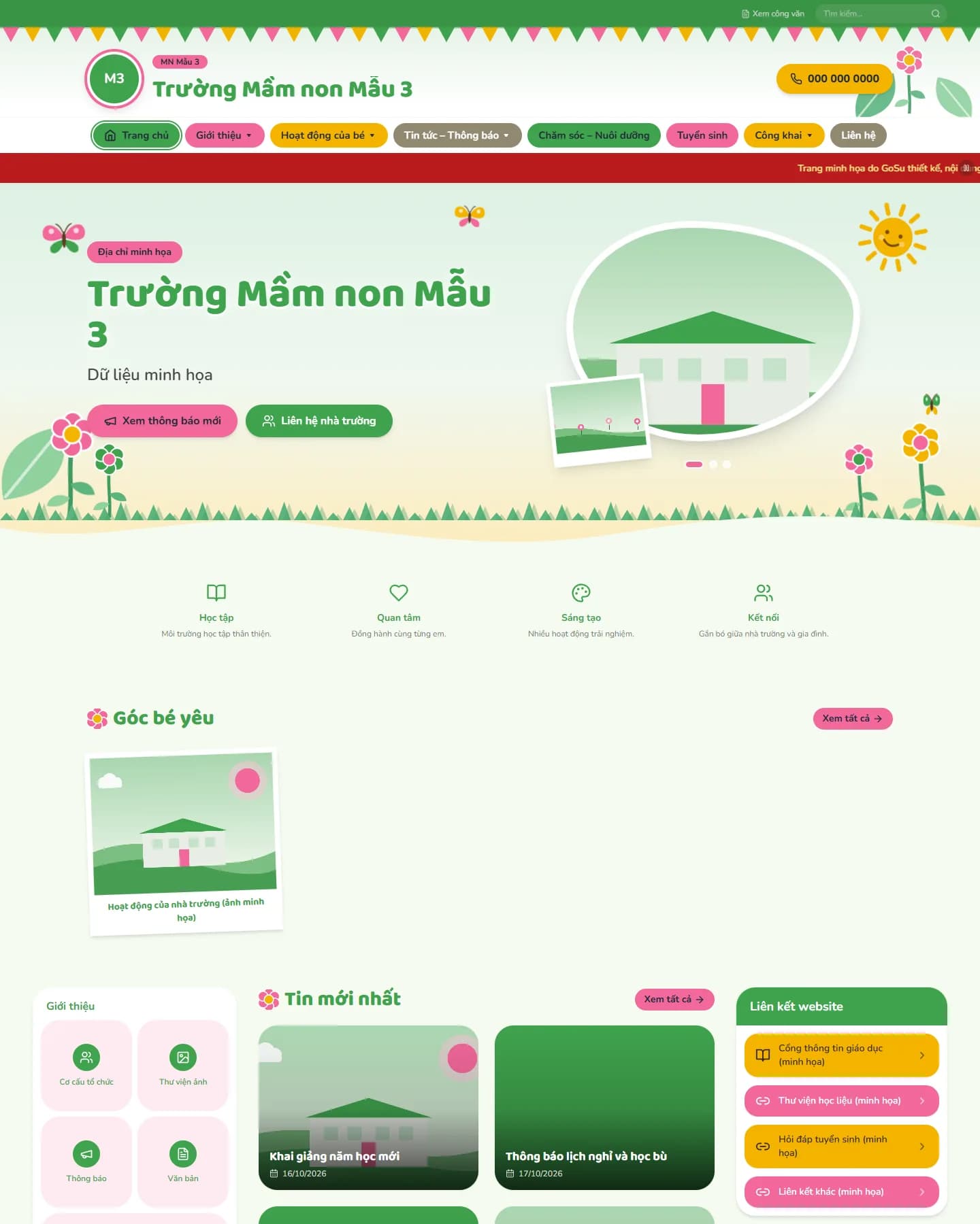 Ảnh chụp trang chủ mẫu Mầm non - Khu vườn