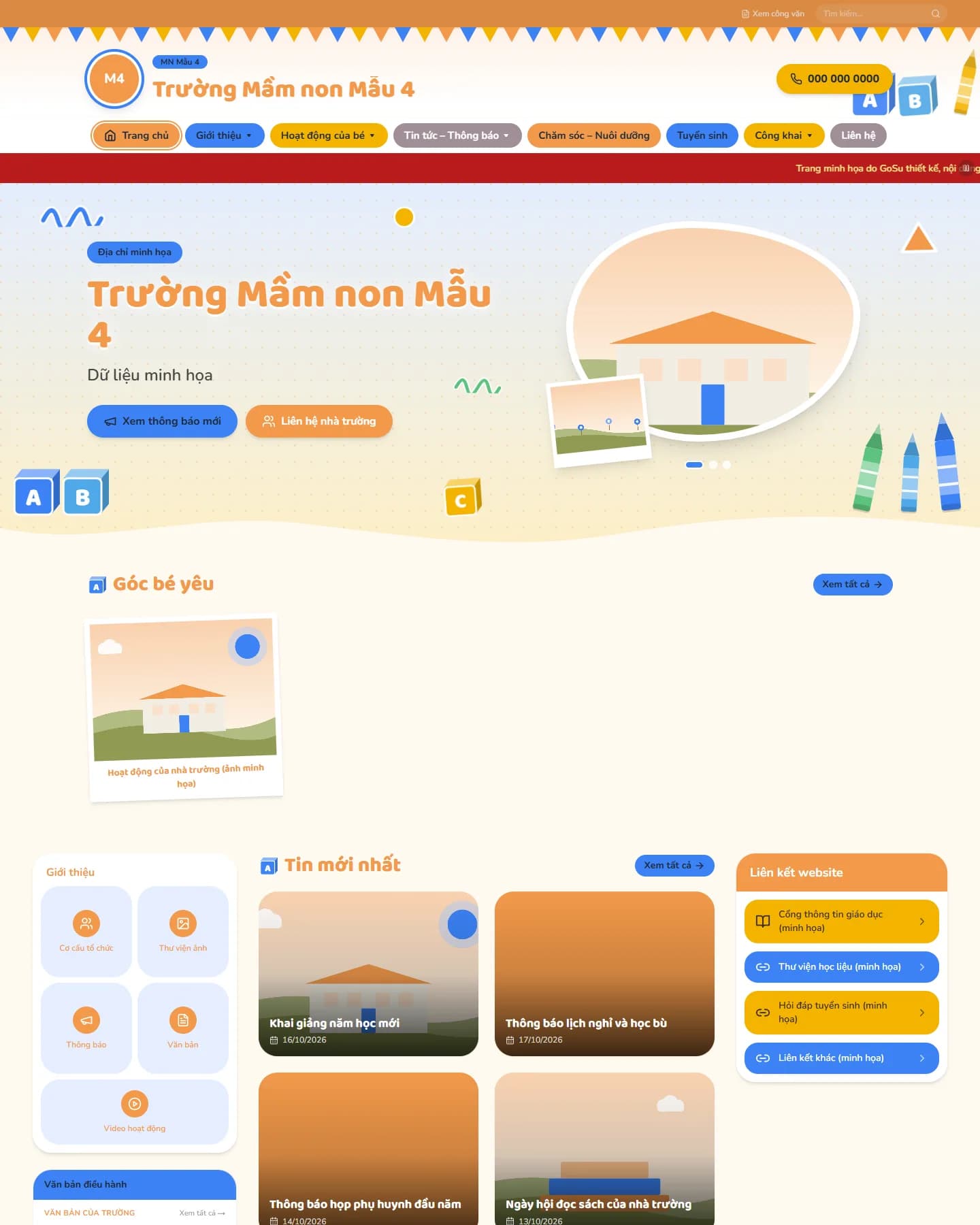 Ảnh chụp trang chủ mẫu Mầm non - Khối xếp hình