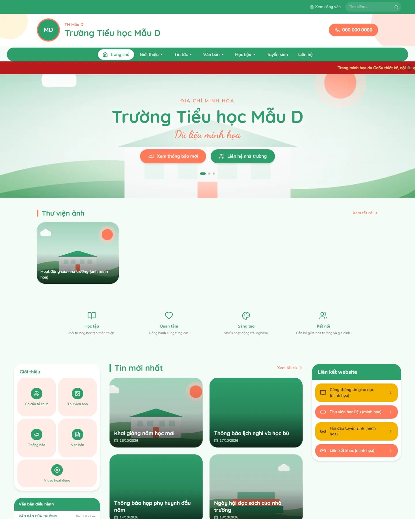 Ảnh chụp trang chủ mẫu Năng động