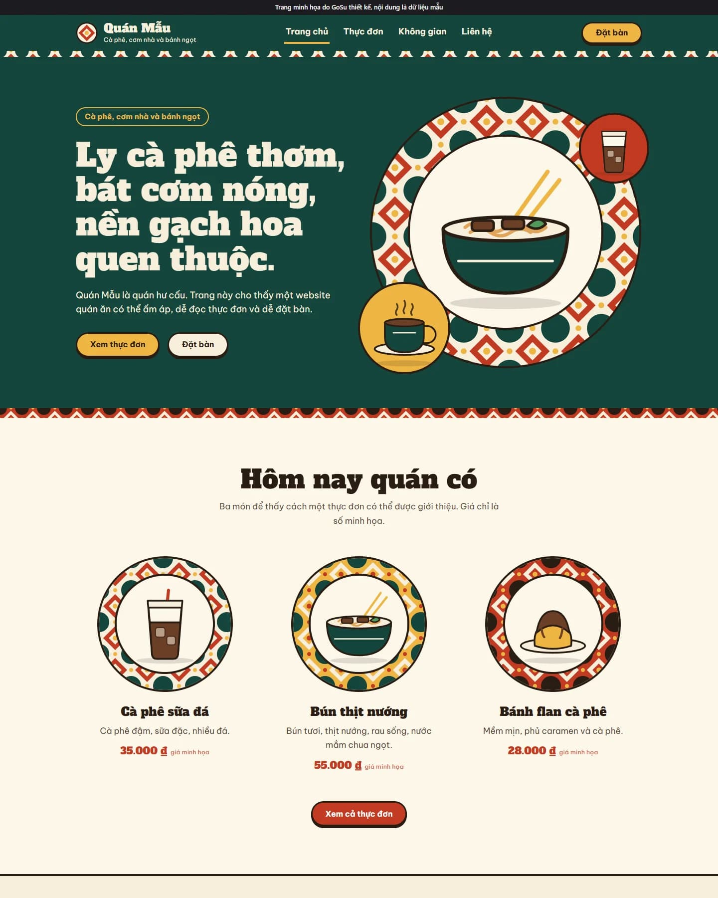 Ảnh chụp trang chủ mẫu Gạch Bông