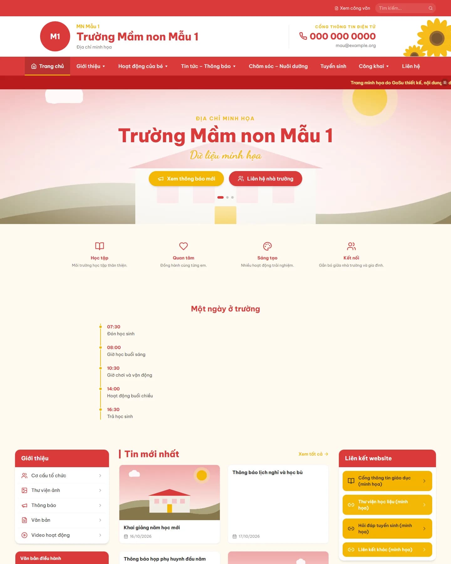 Ảnh chụp trang chủ mẫu Tươi sáng